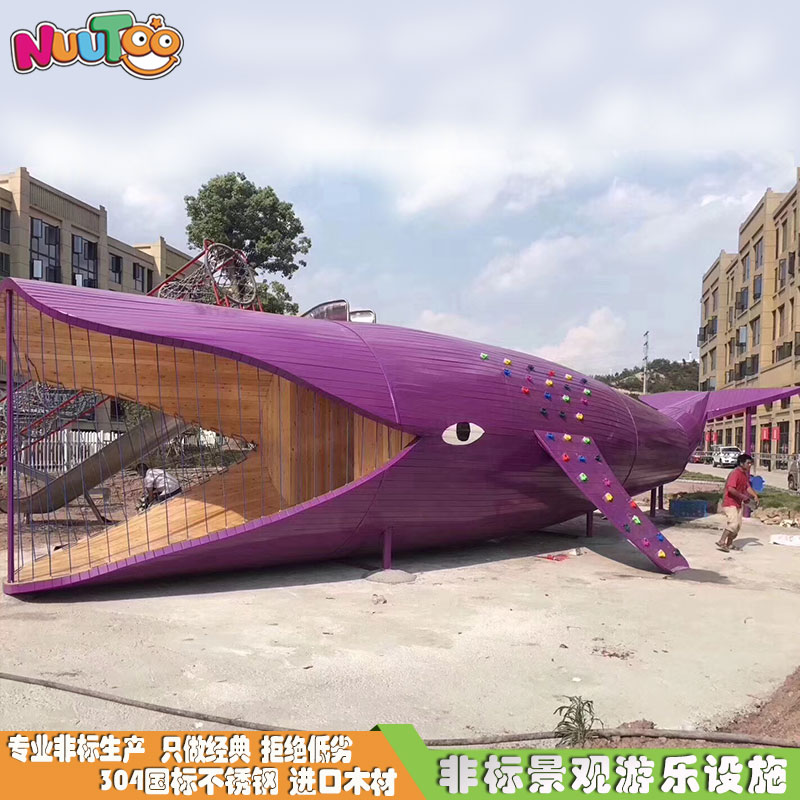 New landscape non-standard rides Classic wooden play equipment Park children's shark play combination LT-FB001